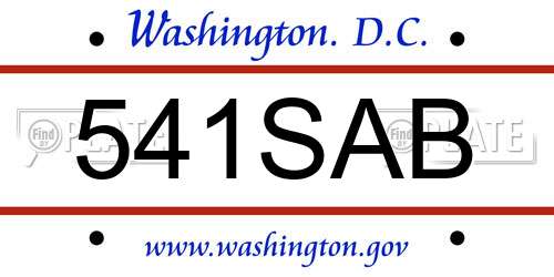 541SAB District Of Columbia License Plate
