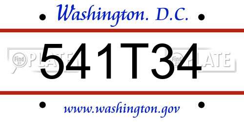 541T34 District Of Columbia License Plate