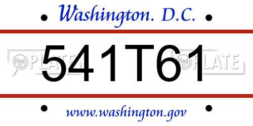 541T61 District Of Columbia License Plate