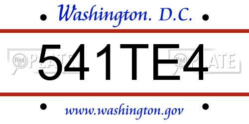 541TE4 District Of Columbia License Plate