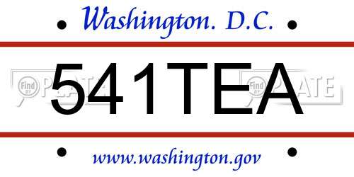 541TEA District Of Columbia License Plate