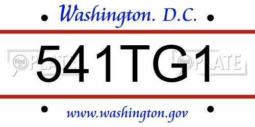541TG1 District Of Columbia License Plate