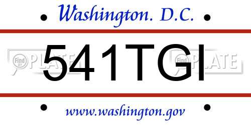 541TGI District Of Columbia License Plate