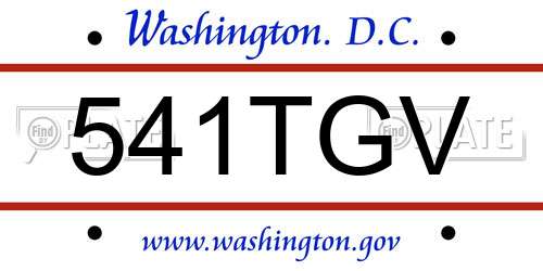 541TGV District Of Columbia License Plate