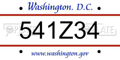 541Z34 District Of Columbia License Plate