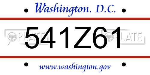 541Z61 District Of Columbia License Plate