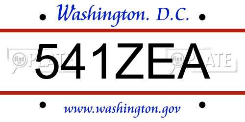 541ZEA District Of Columbia License Plate