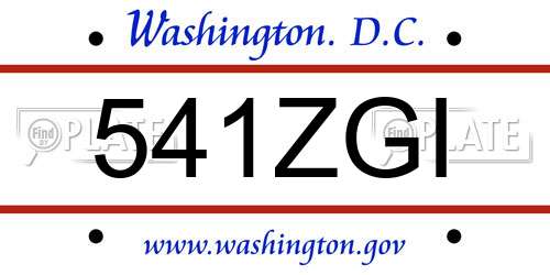 541ZGI District Of Columbia License Plate