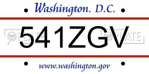 541ZGV District Of Columbia License Plate