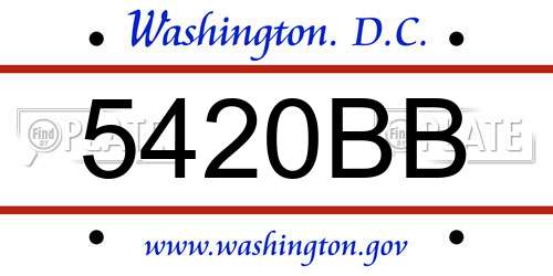 5420BB District Of Columbia License Plate