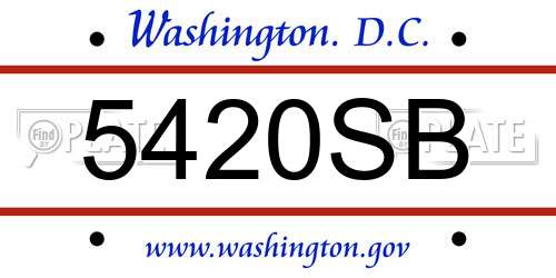 5420SB District Of Columbia License Plate