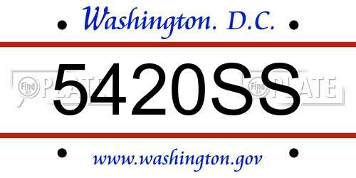 5420SS District Of Columbia License Plate