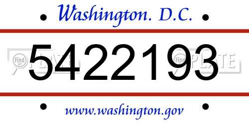 5422193 District Of Columbia License Plate