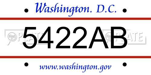 5422AB District Of Columbia License Plate