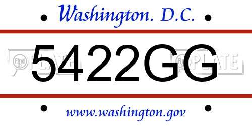 5422GG District Of Columbia License Plate