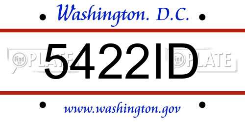 5422ID District Of Columbia License Plate