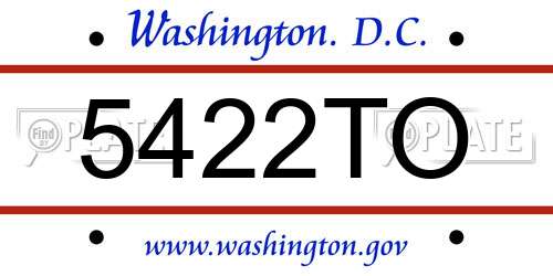 5422TO District Of Columbia License Plate