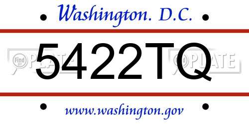 5422TQ District Of Columbia License Plate