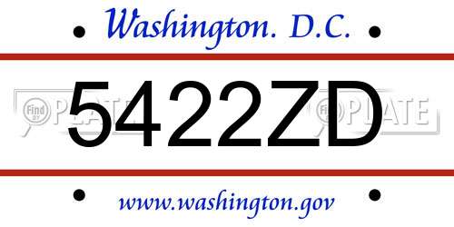 5422ZD District Of Columbia License Plate