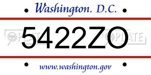5422ZO District Of Columbia License Plate