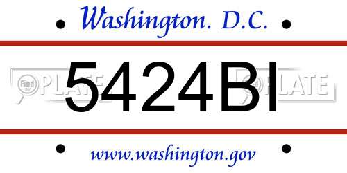 5424BI District Of Columbia License Plate