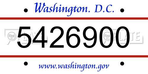 5426900 District Of Columbia License Plate