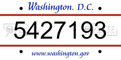 5427193 District Of Columbia License Plate
