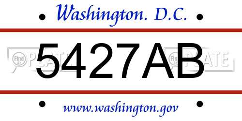 5427AB District Of Columbia License Plate