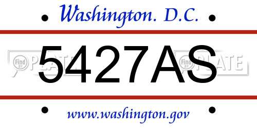 5427AS District Of Columbia License Plate