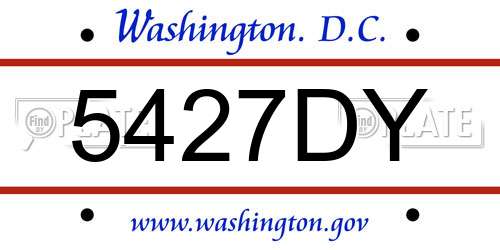 5427DY District Of Columbia License Plate