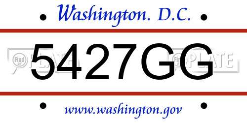5427GG District Of Columbia License Plate