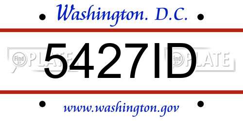 5427ID District Of Columbia License Plate