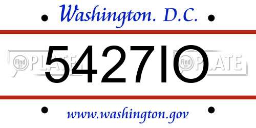 5427IO District Of Columbia License Plate