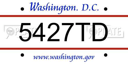 5427TD District Of Columbia License Plate