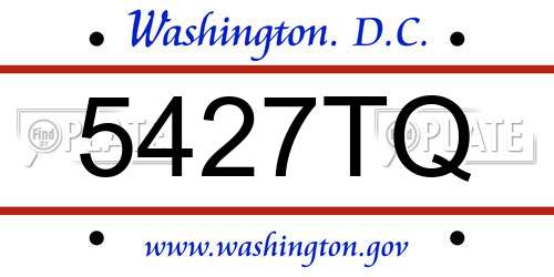 5427TQ District Of Columbia License Plate