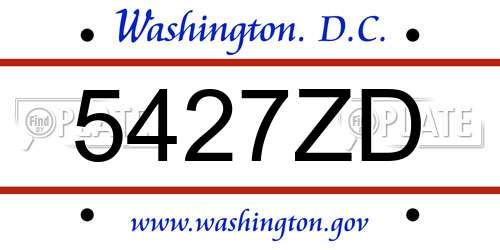 5427ZD District Of Columbia License Plate