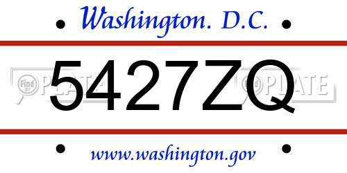 5427ZQ District Of Columbia License Plate