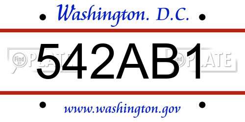 542AB1 District Of Columbia License Plate