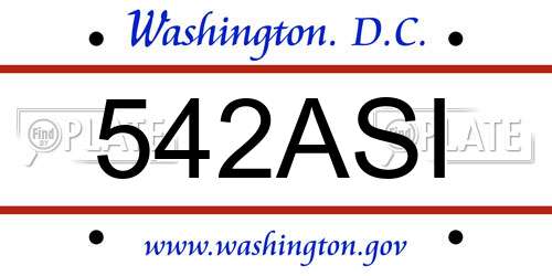 542ASI District Of Columbia License Plate