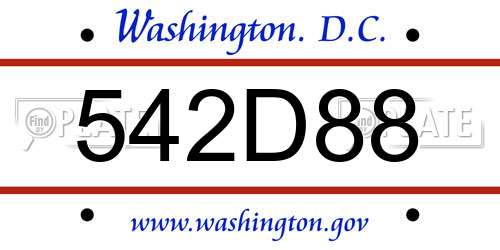 542D88 District Of Columbia License Plate
