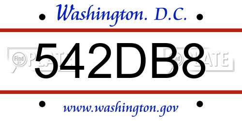 542DB8 District Of Columbia License Plate