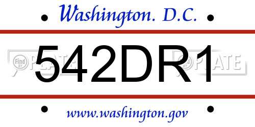 542DR1 District Of Columbia License Plate