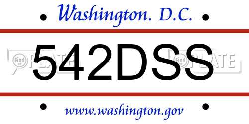 542DSS District Of Columbia License Plate