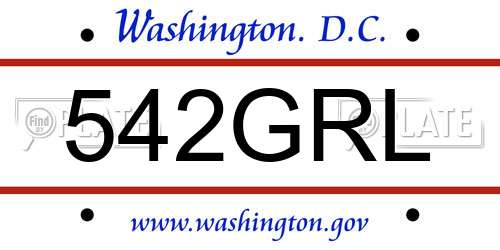 542GRL District Of Columbia License Plate