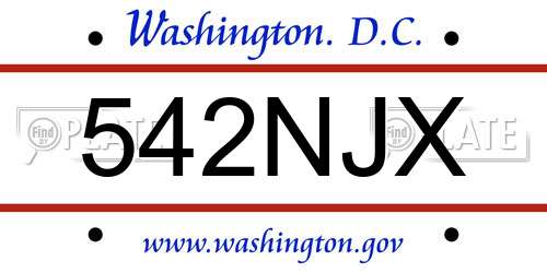 542NJX District Of Columbia License Plate