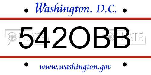 542OBB District Of Columbia License Plate