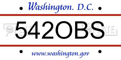 542OBS District Of Columbia License Plate
