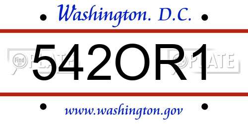 542OR1 District Of Columbia License Plate