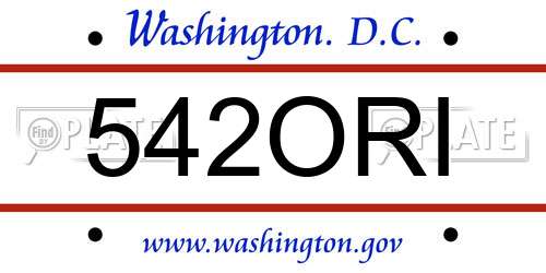 542ORI District Of Columbia License Plate