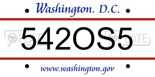 542OS5 District Of Columbia License Plate